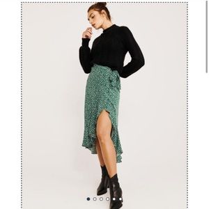 A&F Ruffle Wrap Midi Skirt